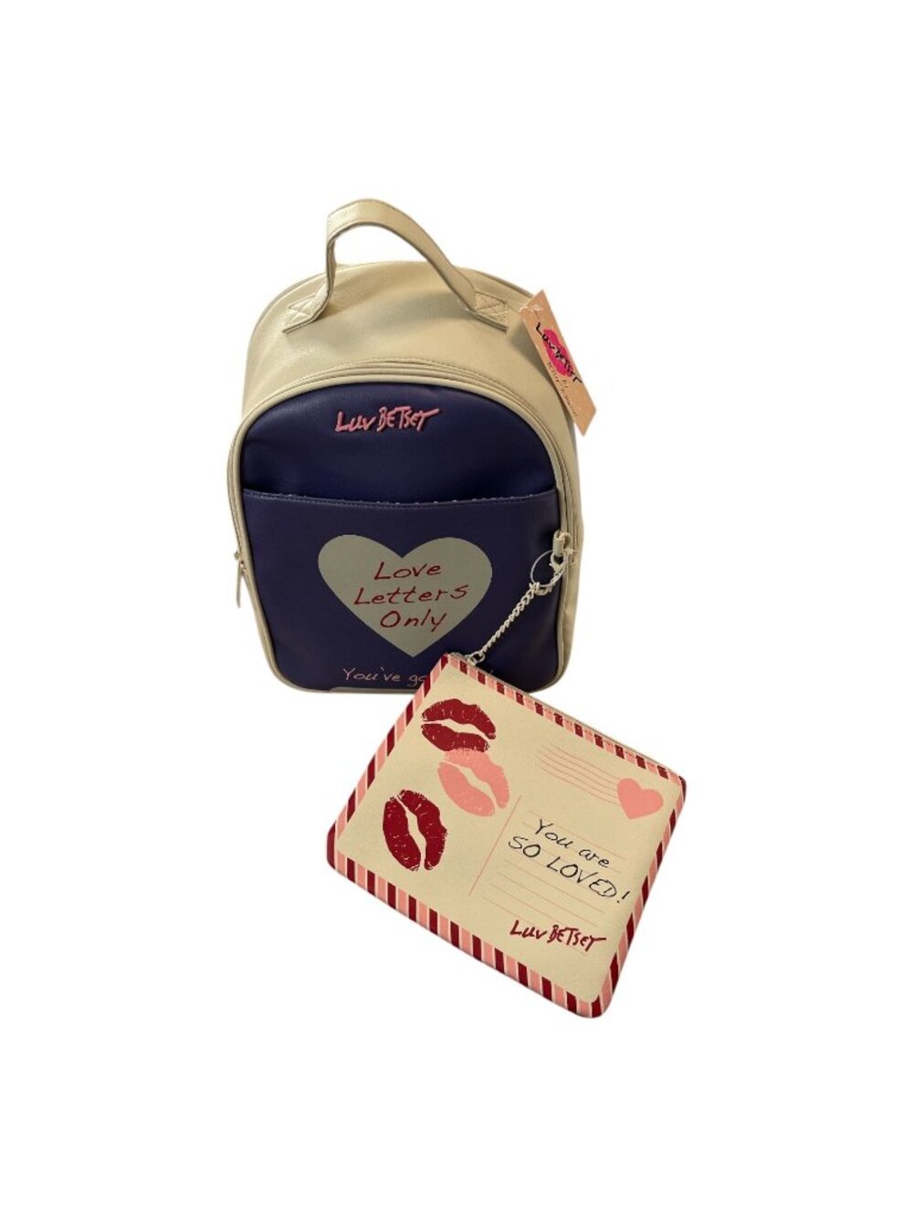 NWT Luv Betsey Love Letters Only Mini Backpack With Matching Envelope Wallet Set
